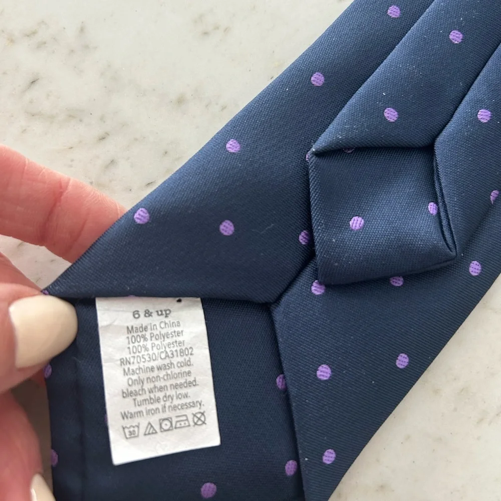 Gymboree Navy Blue Tie with Purple Polka Dots